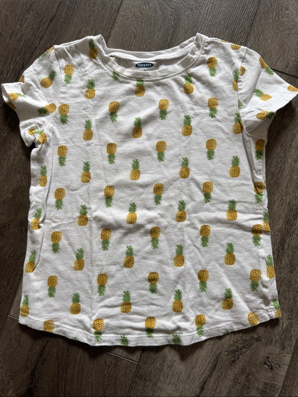 Old Navy White Pineapple Print Short Sleeve Tee